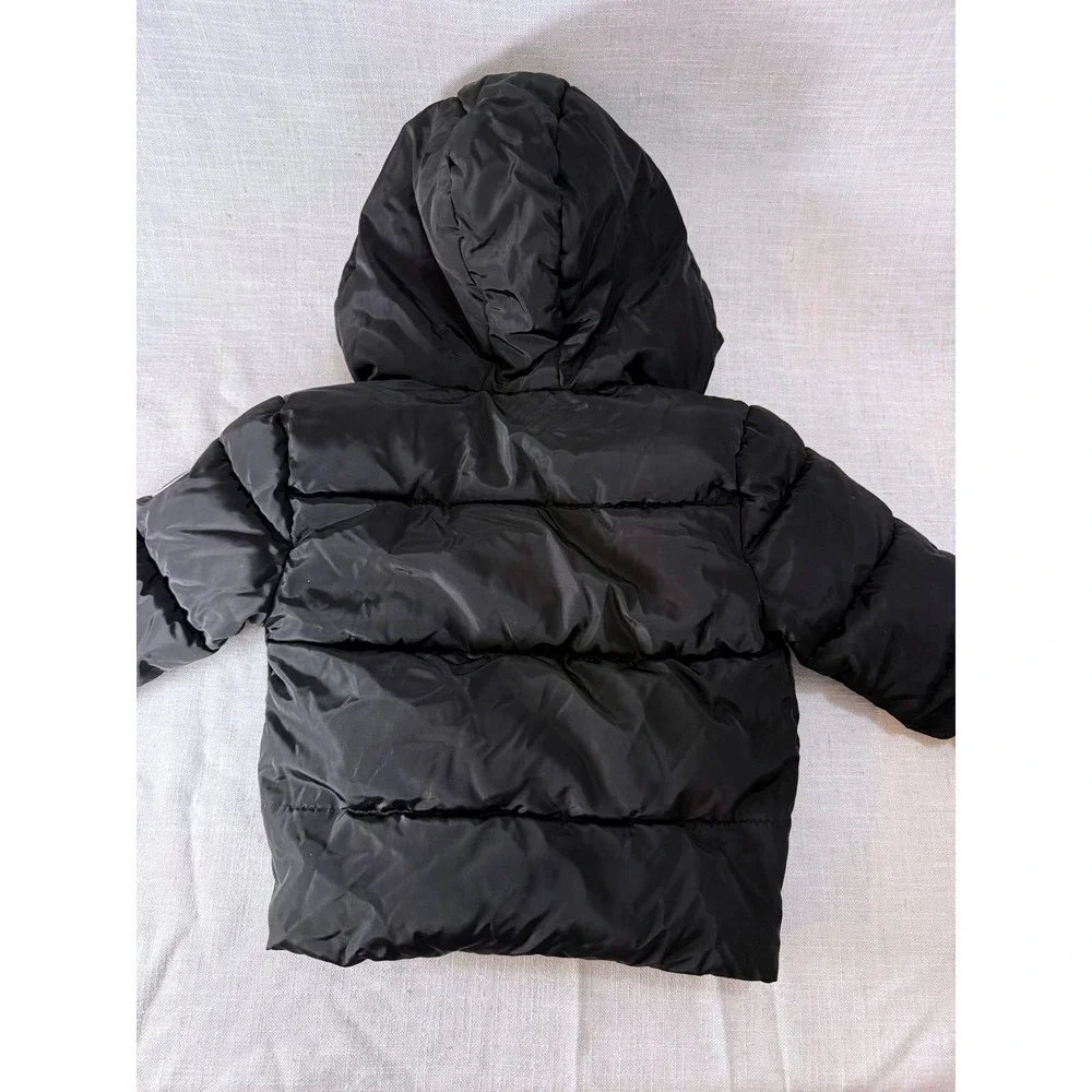 Kids Black Reebok Puffer Jacket Hooded Sherpa‎ Lined Winter Warm Coat